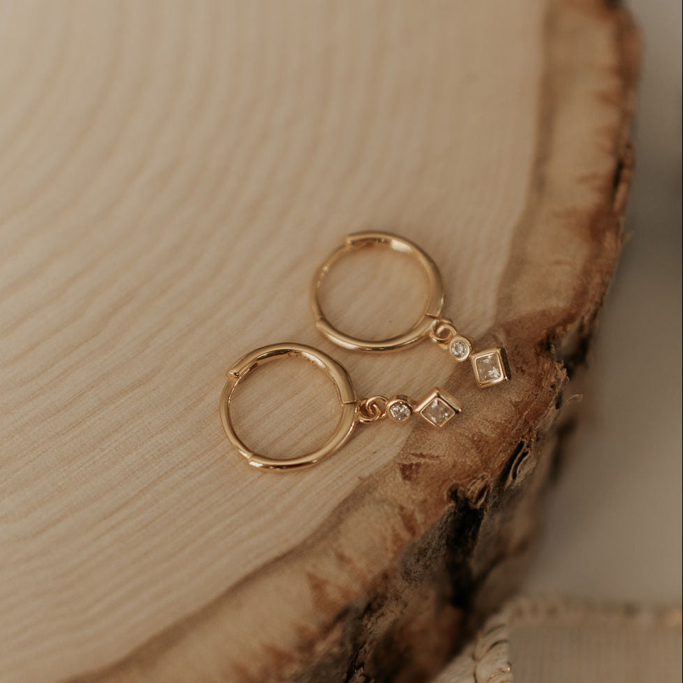 Willow Diamond Dangle Hoops